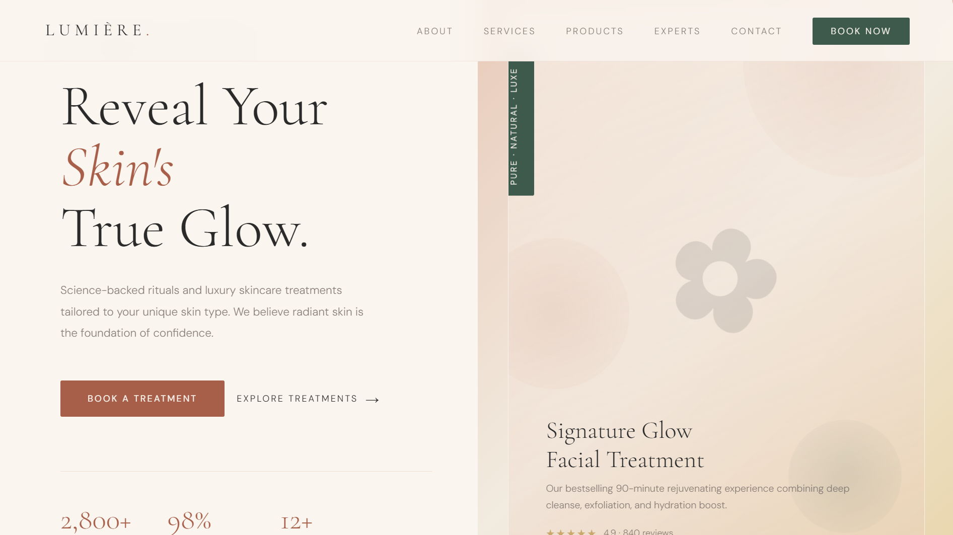 Lumière Skin website