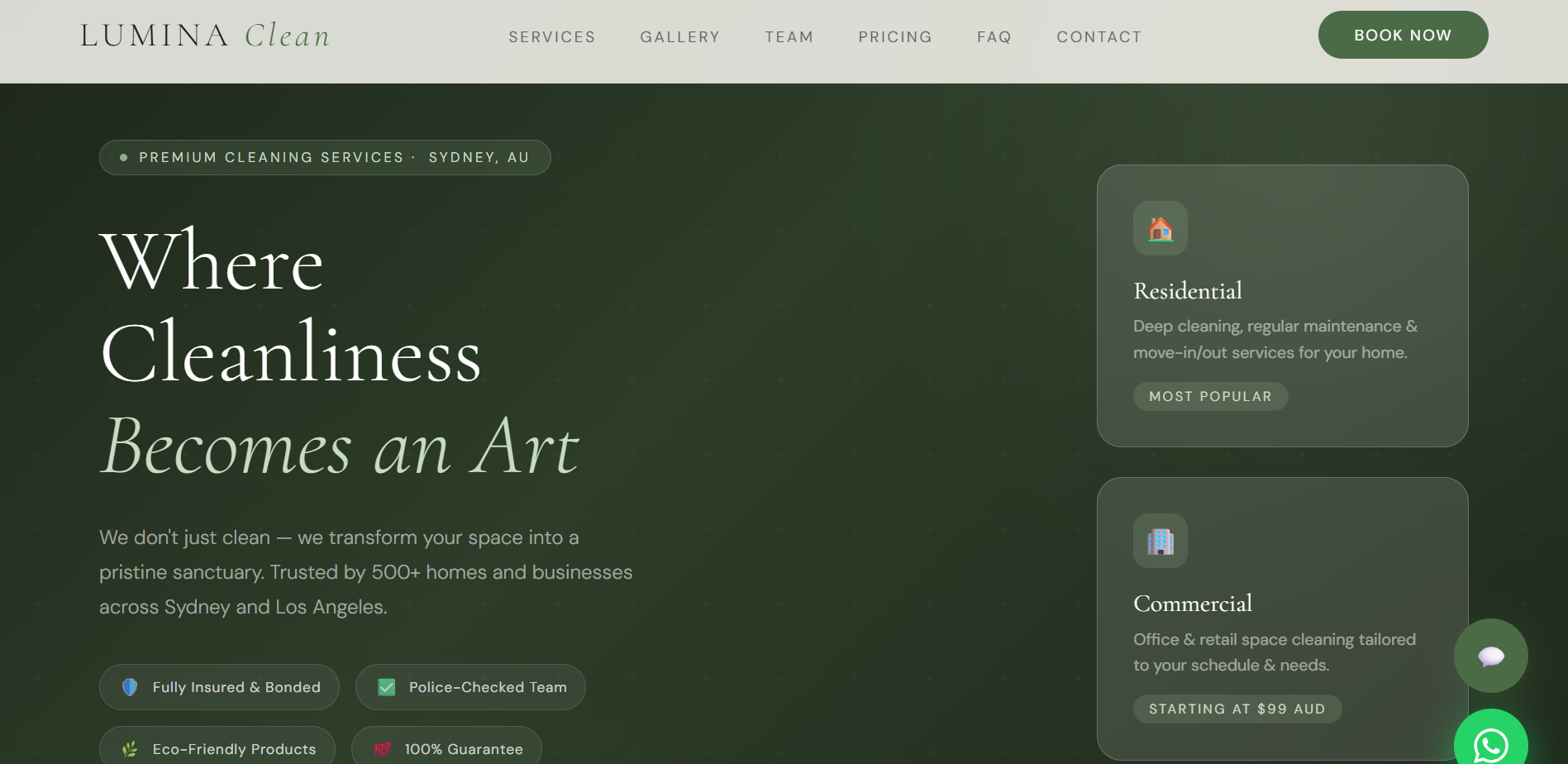 Lumière Skin website
